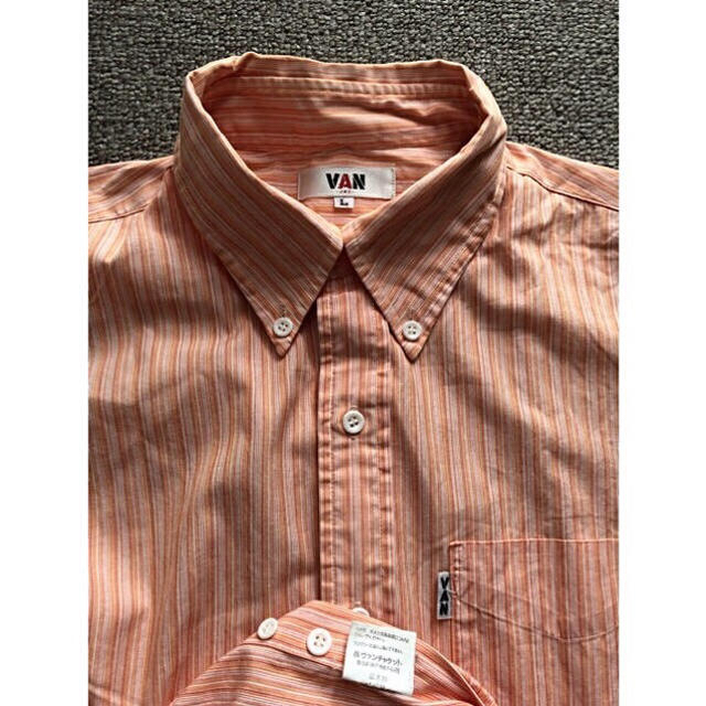 VAN Jacket(ヴァンヂャケット)のVAN／⑯半袖BDシャツ（Ｌ）／オレンジストライプ メンズのトップス(シャツ)の商品写真