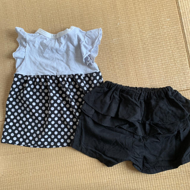 UNICA(ユニカ)のユニカ　リボンノースリーブ　ペプラムショートパンツ　110 キッズ/ベビー/マタニティのキッズ服女の子用(90cm~)(パンツ/スパッツ)の商品写真