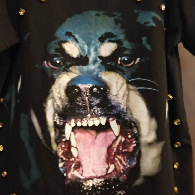 Givenchy ジバンシー ロットワイラー Tシャツ S 犬 クリスタル 黒 - T