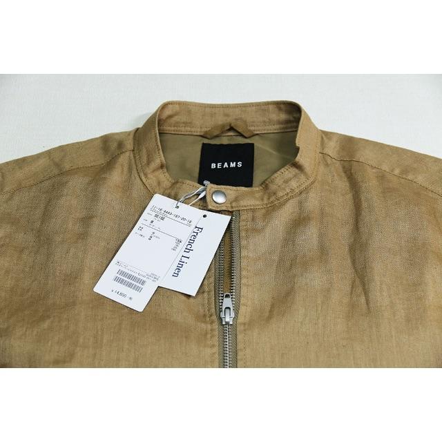 BEAMS シングルライダース(リネン)Mサイズ - ライダースジャケット