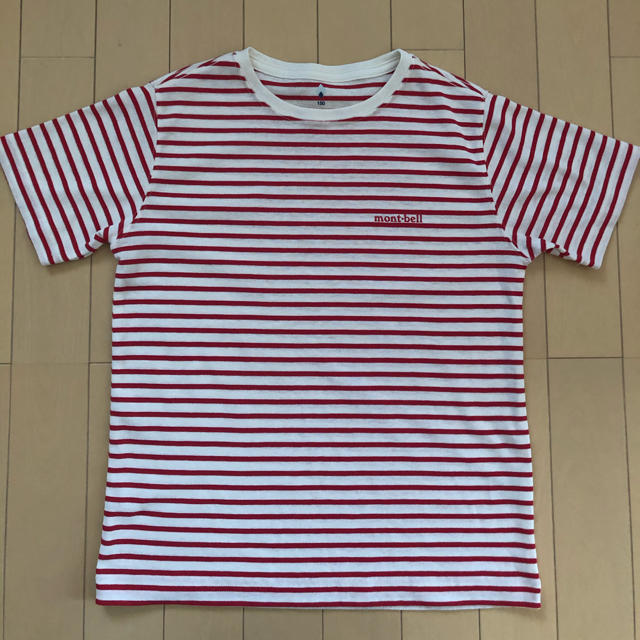 mont bell(モンベル)のmont-bell Tシャツ　150  ボーダー　赤 キッズ/ベビー/マタニティのキッズ服女の子用(90cm~)(Tシャツ/カットソー)の商品写真