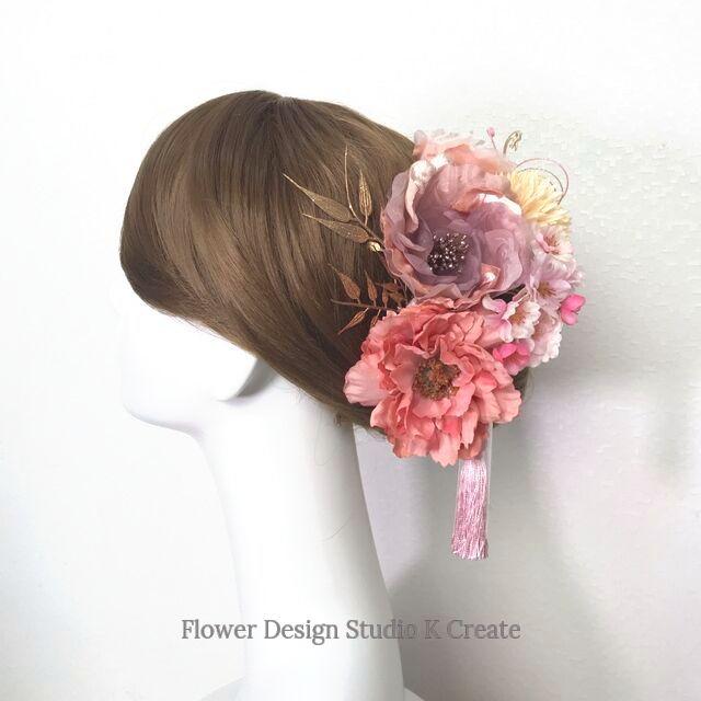 結婚式・成人式に♡モーブピンクの布花と桜のヘッドドレス（14本セット）  桜