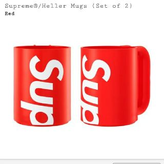 シュプリーム(Supreme)のsupreme heller mugs 二個セット 赤 納品書付き(グラス/カップ)