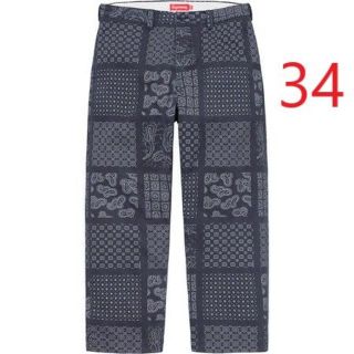 シュプリーム(Supreme)のSupreme Paisley Grid Chino Pant Navy 34(チノパン)