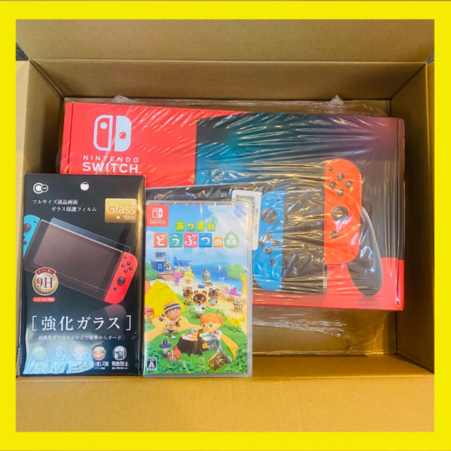 【限定価格セール!】 - Switch Nintendo Switch セット 保護フィルム どうぶつの森 ネオンカラー 本体 家庭用ゲーム機本体