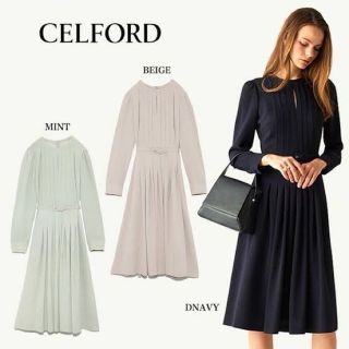 CELFORD　セルフォード　バックサテンプリーツワンピース