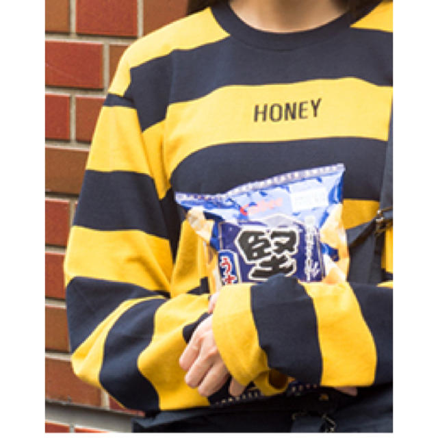 mixxmix(ミックスエックスミックス)のMIXXMIX HONEY ボーダーTシャツ 韓国 レディースのトップス(Tシャツ(長袖/七分))の商品写真