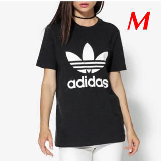 アディダス(adidas)の【レディースＭ】黒　トレフォイルロゴ   半袖Ｔシャツ(Tシャツ(半袖/袖なし))