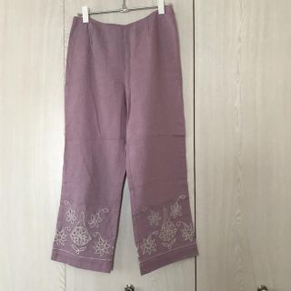 ローラアシュレイ(LAURA ASHLEY)のリネン  ワイドパンツ(クロップドパンツ)