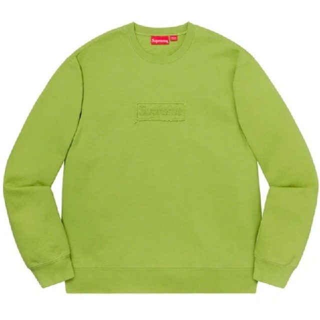 supreme ライム M lime Cutout Logo Crewneck