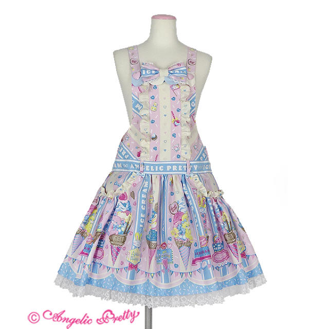 Angelic Pretty(アンジェリックプリティー)のice cream parlor サロペット レディースのパンツ(サロペット/オーバーオール)の商品写真