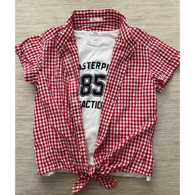 HONEYS(ハニーズ)の女の子160 Tシャツタンクトップ  赤チェックシャツ　ハニーズ　2枚セット キッズ/ベビー/マタニティのキッズ服女の子用(90cm~)(Tシャツ/カットソー)の商品写真