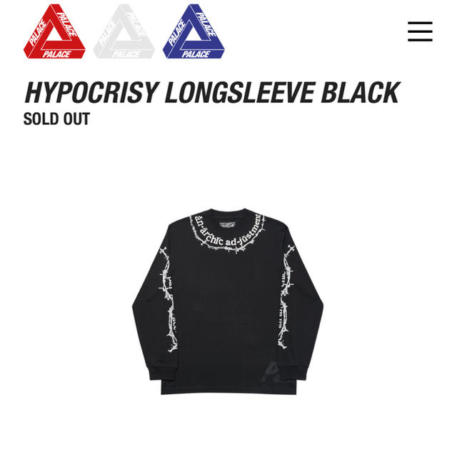 トップスHYPOCRISY LONGSLEEVE palace パラス　パレス