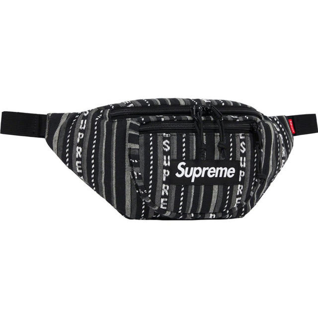 supreme woven stripe waist bag 黒 新品未使用 - ウエストポーチ