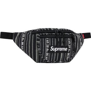 シュプリーム(Supreme)のsupreme woven stripe waist bag 黒 新品未使用(ウエストポーチ)