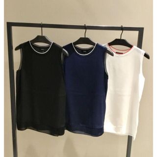 セオリー(theory)のTheory 18SS  シルクノースリーブブラウス ネイビー(シャツ/ブラウス(半袖/袖なし))