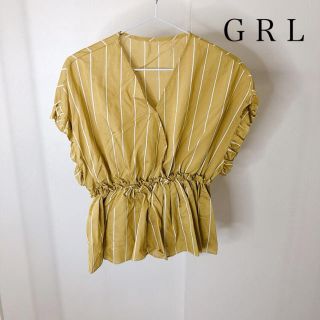 グレイル(GRL)の29ストライプ ⭐︎からし色⭐︎ブラウス⭐︎新品(シャツ/ブラウス(半袖/袖なし))