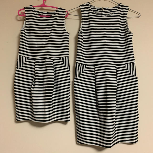 H&M(エイチアンドエム)のボーダーワンピース 姉妹コーデ セット キッズ/ベビー/マタニティのキッズ服女の子用(90cm~)(ワンピース)の商品写真