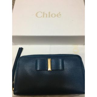 Chloe クロエ　レディース　リボン　長財布　ネイビー　ブルー