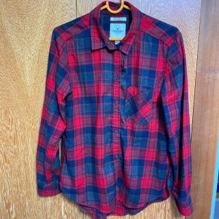 アメリカンイーグル(American Eagle)のチェックシャツ ネルシャツ　赤(シャツ/ブラウス(長袖/七分))