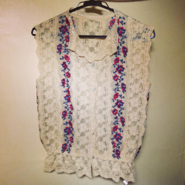 Ungrid - カラー刺繍レースタンク