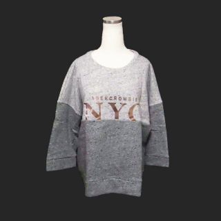 アバクロンビーアンドフィッチ(Abercrombie&Fitch)の★新品★アバクロンビー&フィッチ★五分袖クルースウェット (Grey/M)(トレーナー/スウェット)