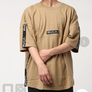 RVCA 黒ラインテープロンT ベージュSトップス