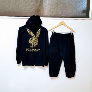 プレイボーイ(PLAYBOY)の南国土佐様専用新品◆PLAY BOY◆黒×レオパロゴスウェット上下セットアップM(スウェット)