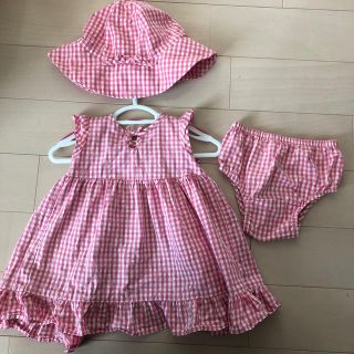 ベビーギャップ(babyGAP)のbabyGAP 子供服 夏 女児 70 ワンピース 帽子 3点セット ピンク(ドレス/フォーマル)