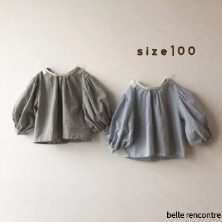 ナチュラルデザイン❁　チェック　長袖　ブラウス　トップス　秋　女の子　100(ブラウス)