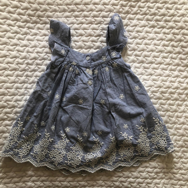 NEXT(ネクスト)のnext baby 刺繍ストライプワンピース　3-6m 70位 キッズ/ベビー/マタニティのベビー服(~85cm)(ワンピース)の商品写真