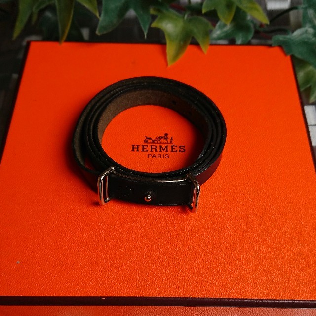 39°HERMES  チョーカーブレスレットブラックシルバー