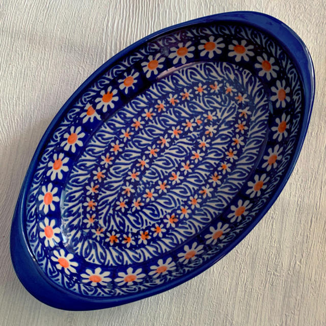 ポーリッシュポタリー　ポーランド陶器 オーバルグラタン皿 マヌファクトゥラ社