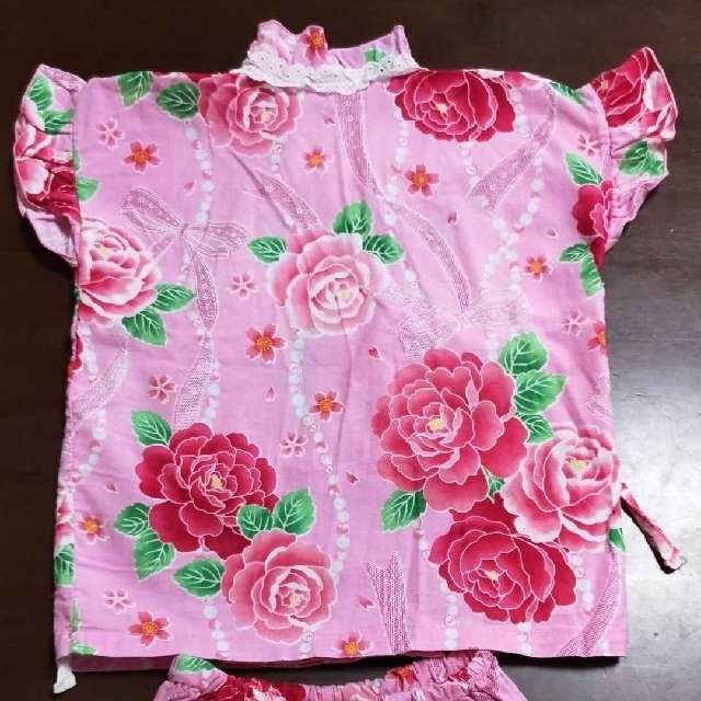 つばき&りぼん ヒラヒラ 甚平 キッズ/ベビー/マタニティのキッズ服女の子用(90cm~)(甚平/浴衣)の商品写真