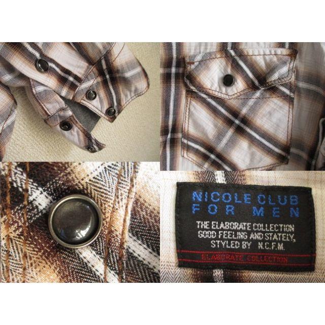 NICOLE CLUB FOR MEN(ニコルクラブフォーメン)のニコルクラブフォーメン　チェック長袖シャツ　４８　ＵＳＥＤ メンズのトップス(シャツ)の商品写真