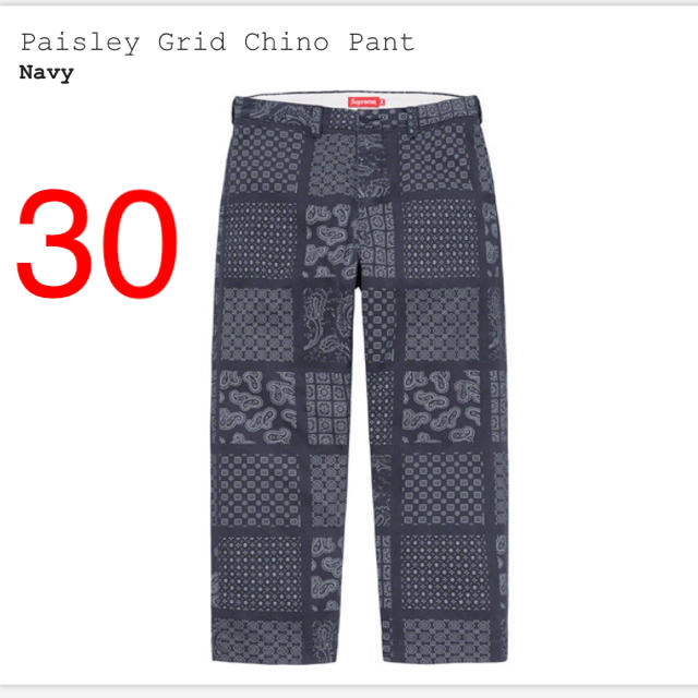 チノパンsupreme Paisley Grid Chino Pant Navy 30