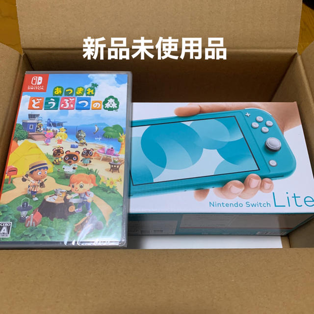 Nintendo Switch(ニンテンドースイッチ)の【新品】ニンテンドースイッチライト ターコイズ どうぶつの森 本体セット  エンタメ/ホビーのゲームソフト/ゲーム機本体(家庭用ゲーム機本体)の商品写真