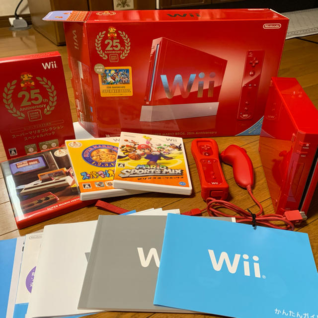 美品！任天堂 Nintendo wii マリオ25周年限定色本体 ソフトセット