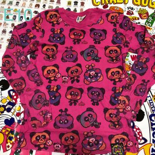 ラブレボリューション(LOVE REVOLUTION)のラブレボ☆ロンT☆160☆総柄☆パンダ☆ピンク(Tシャツ/カットソー)