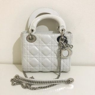 クリスチャンディオール(Christian Dior)のDior レディディオール ミニ バッグ ホワイト(ショルダーバッグ)