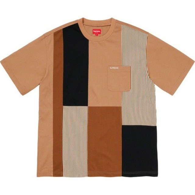 supreme patchwork pocket tee light brown