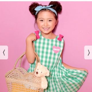 アナップキッズ(ANAP Kids)の【新品未使用】ANAP ギンガムチェック ワンピース ミント 90(ワンピース)