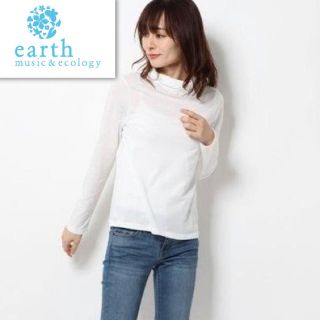 アースミュージックアンドエコロジー(earth music & ecology)の新品 earth music&ecology ハイネックカットソー オフホワイト(カットソー(長袖/七分))