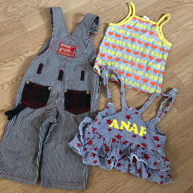 ANAP Kids(アナップキッズ)のanap kids アナップ まとめ売り セット オーバーオール キャミ 90 キッズ/ベビー/マタニティのキッズ服女の子用(90cm~)(その他)の商品写真