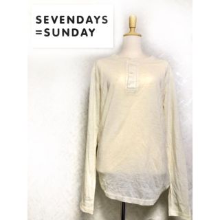 セブンデイズサンデイ(SEVENDAYS=SUNDAY)の新品未使用　定価4,000円　ロングカットソー　オフホワイト　レディース　L(カットソー(長袖/七分))