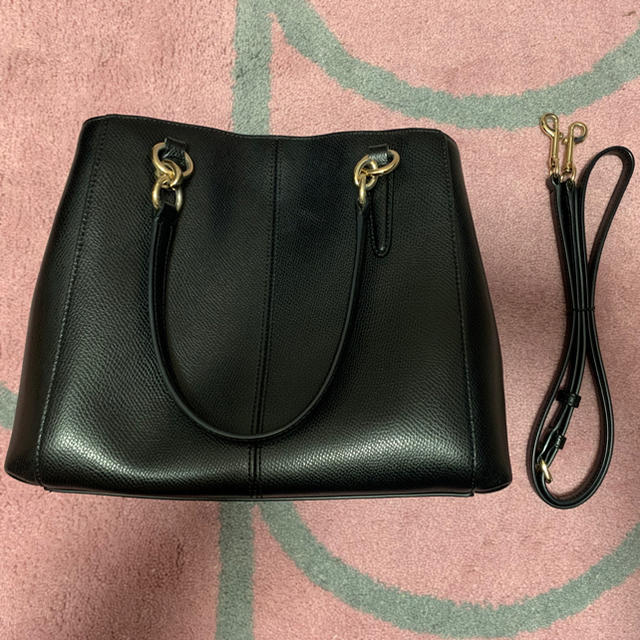 COACH(コーチ)の【paruru様専用】Coach レザー 2way ハンドバック ブラック レディースのバッグ(ショルダーバッグ)の商品写真