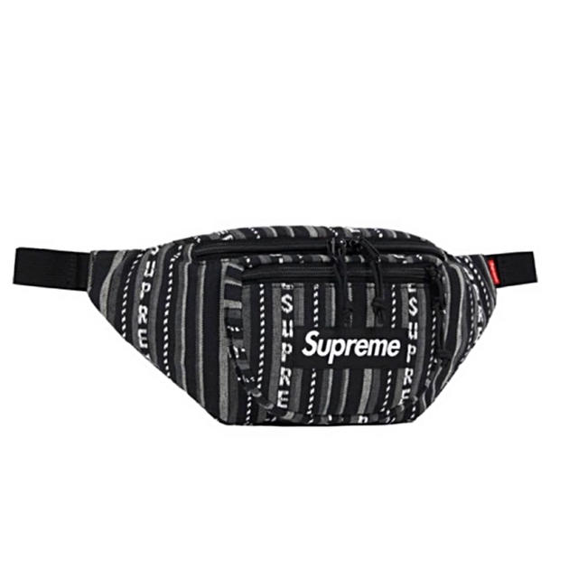 Supreme Woven Stripe Waist Bag Black - ショルダーバッグ