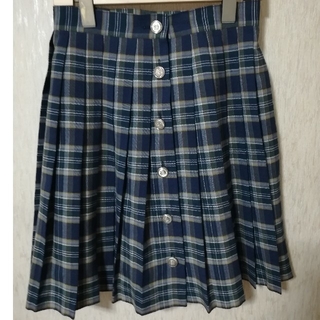 タータンチェックプリーツスカート ネイビー　スクールスカート(ひざ丈スカート)