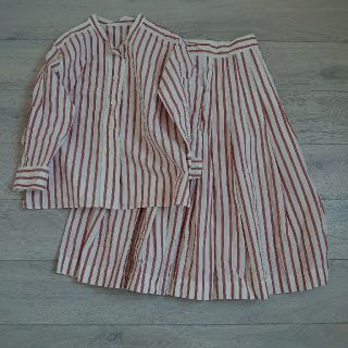 マーガレットハウエル(MARGARET HOWELL)のBOLD STRIPE COTTON LINEN(ひざ丈スカート)