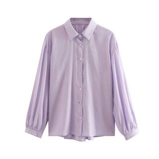 ザラ(ZARA)の1569＊S/S パープル ベーシック シャツ(シャツ/ブラウス(長袖/七分))